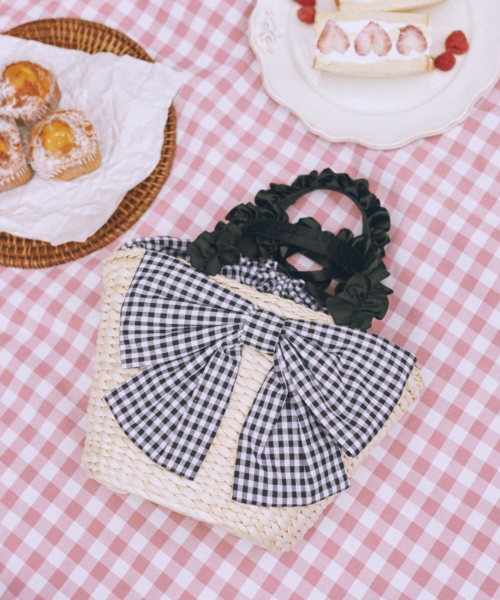 Maison de FLEUR リボンメイズフリルハンドルカゴバッグ 