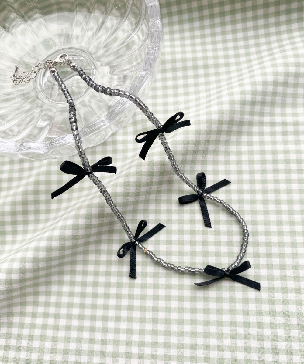 WEGO Lビーズサテンリボンネックレス 