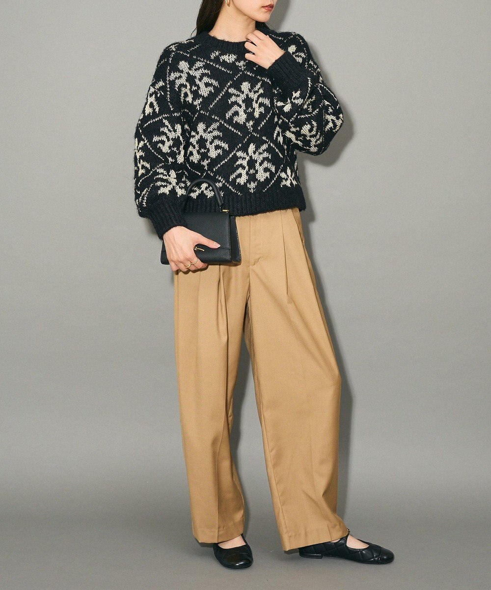 Green Parks ダマスク柄クルーネックニット 