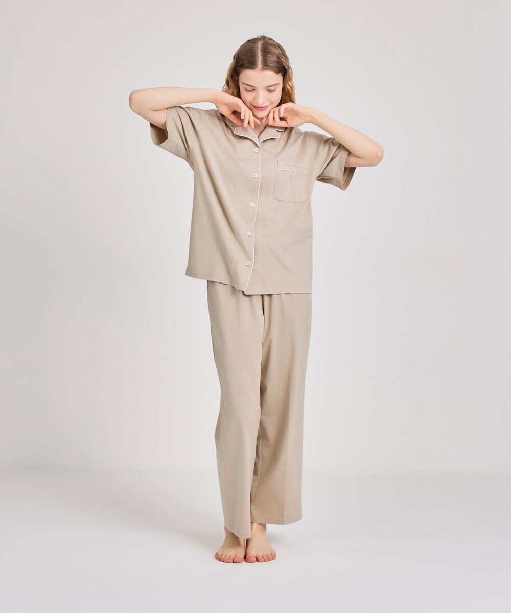 une nana cool 【綿100%】60/2 やわらか天竺 半袖開襟パジャマ MADE WITH LIBERTY FABRIC 