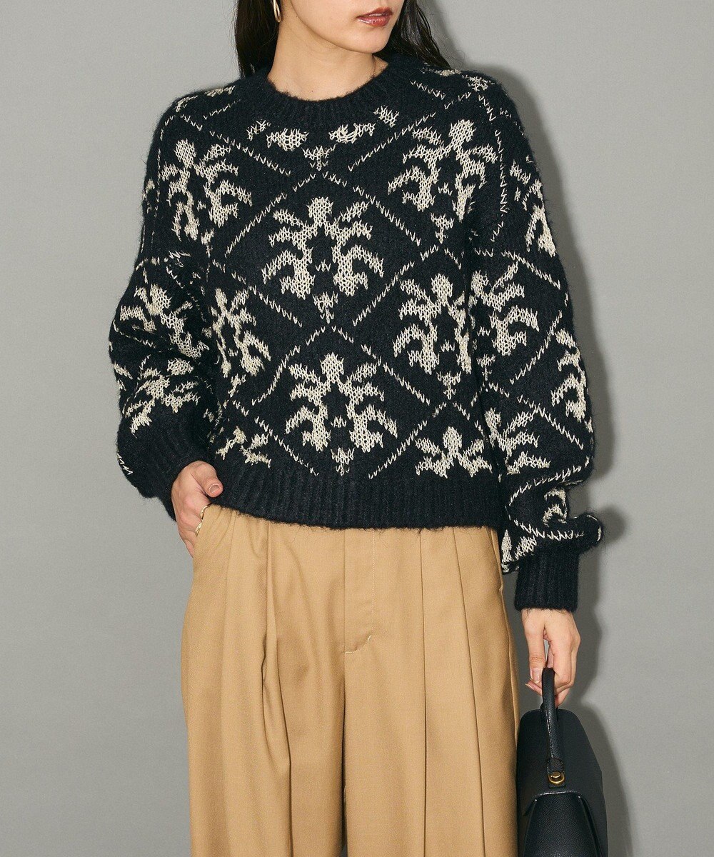 Green Parks ダマスク柄クルーネックニット 