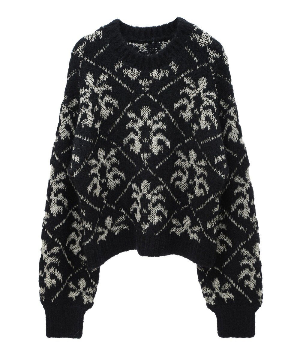 Green Parks ダマスク柄クルーネックニット 