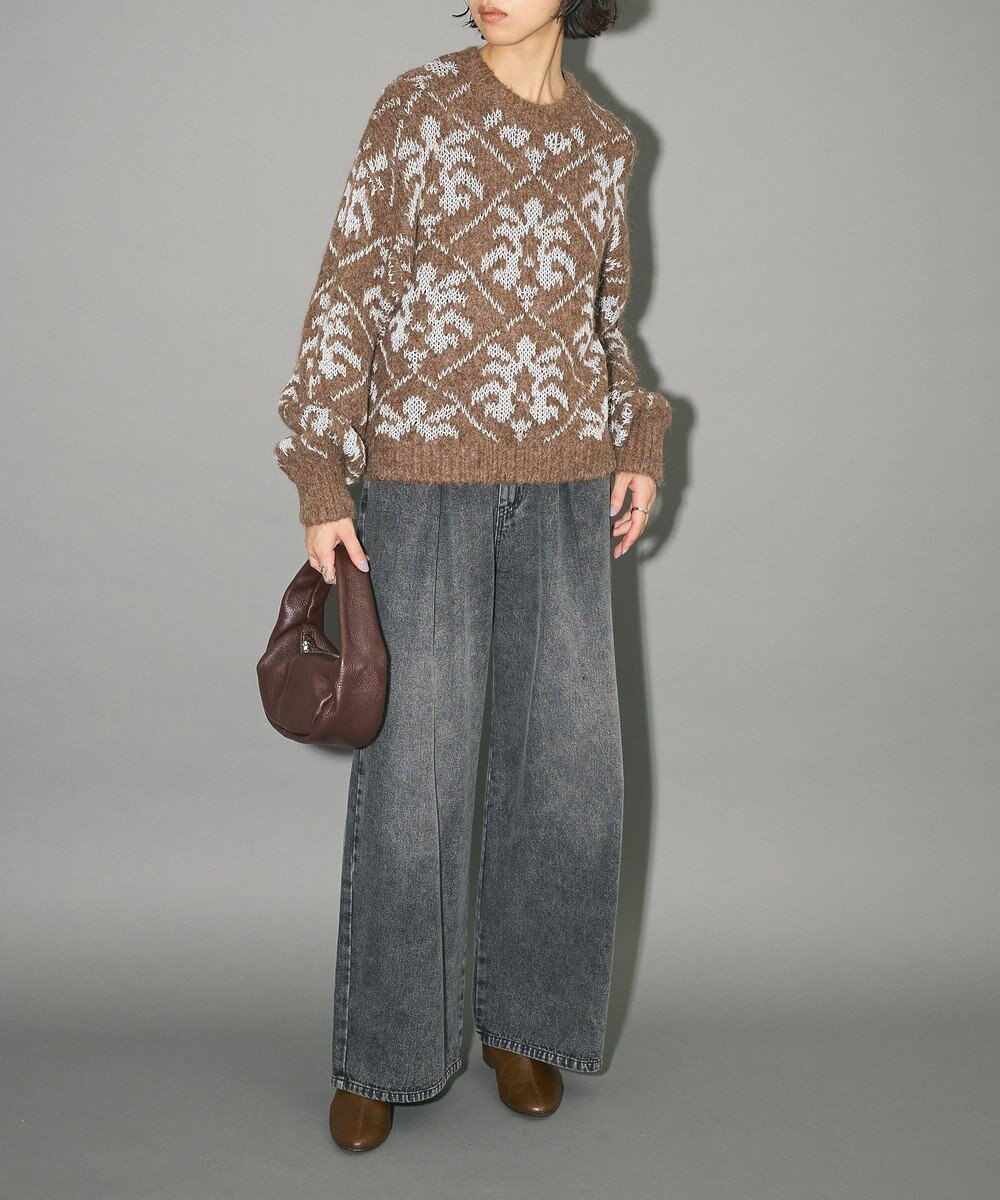 Green Parks ダマスク柄クルーネックニット 