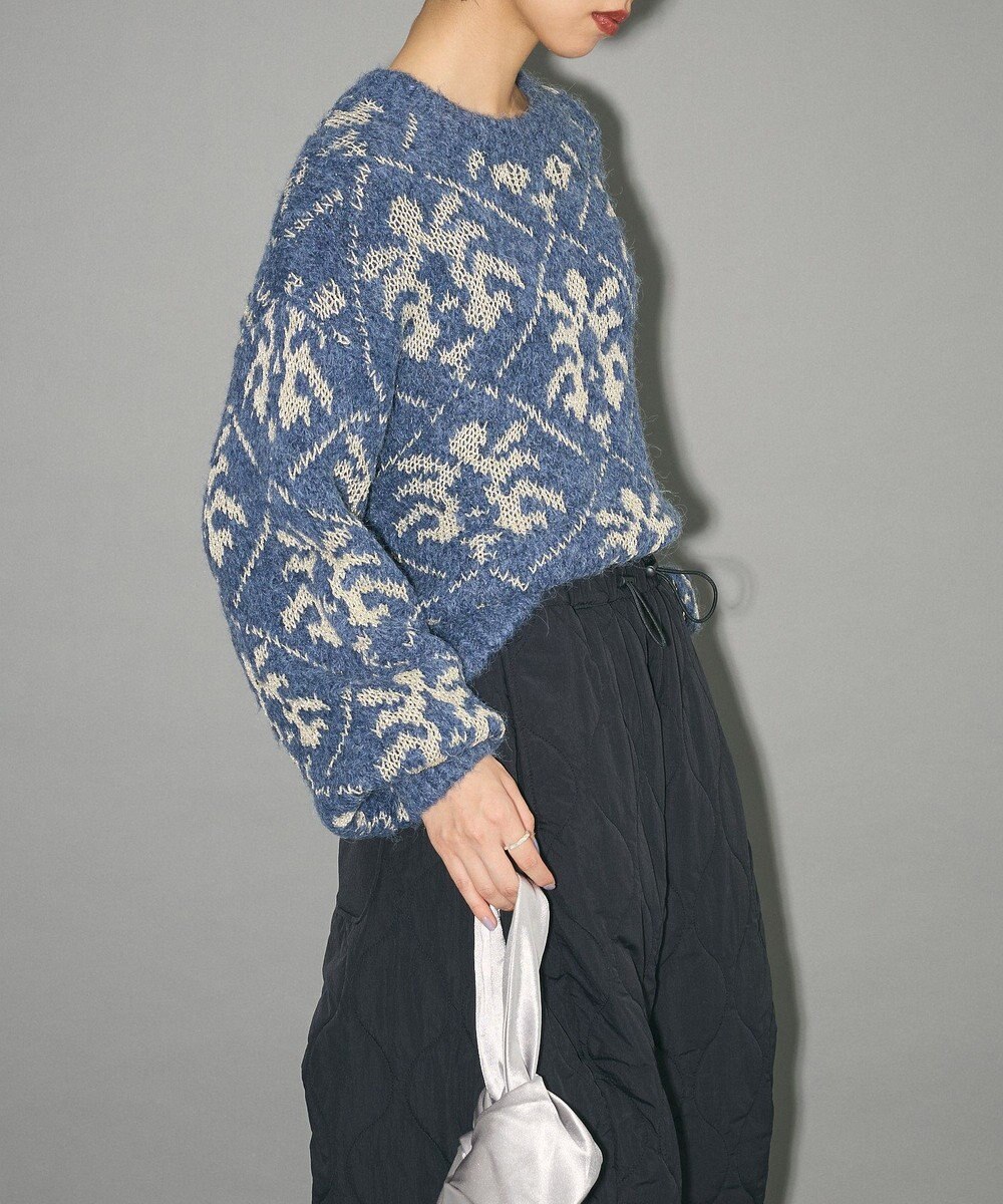 Green Parks ダマスク柄クルーネックニット 