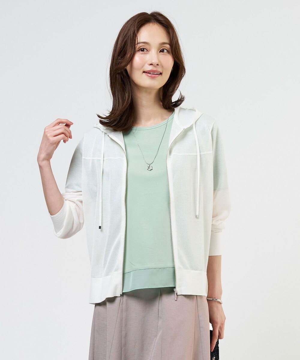 J.PRESS LADIES 【WEB限定カラーあり】SHEER LIGHT KNIT パーカー 