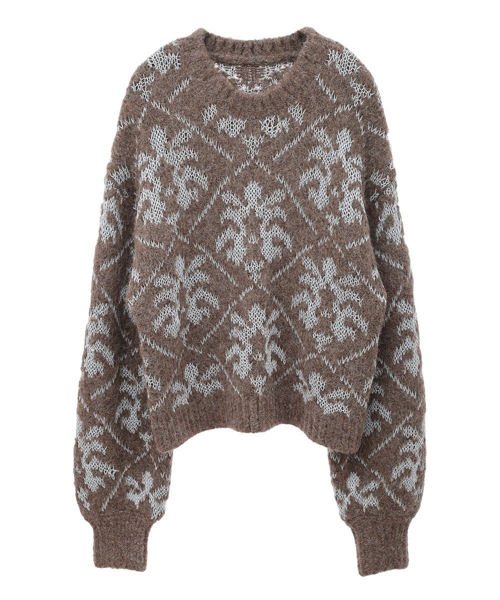 Green Parks ダマスク柄クルーネックニット 