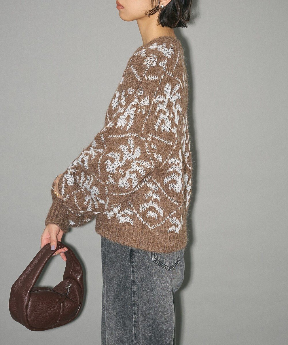 Green Parks ダマスク柄クルーネックニット 