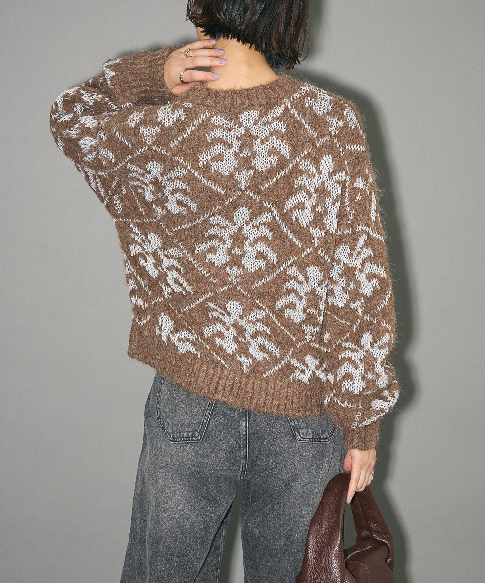 Green Parks ダマスク柄クルーネックニット 