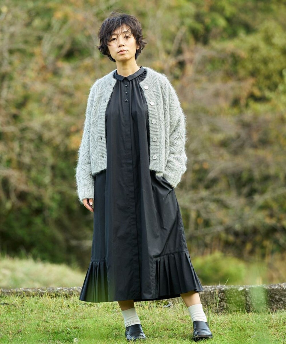 muuc 〈オーガニックコットン〉〈コットンブロード生地〉〈カラーにより異なる生地〉〈通年着られる〉コットン裾プリ ーツ 前開き ワンピース 