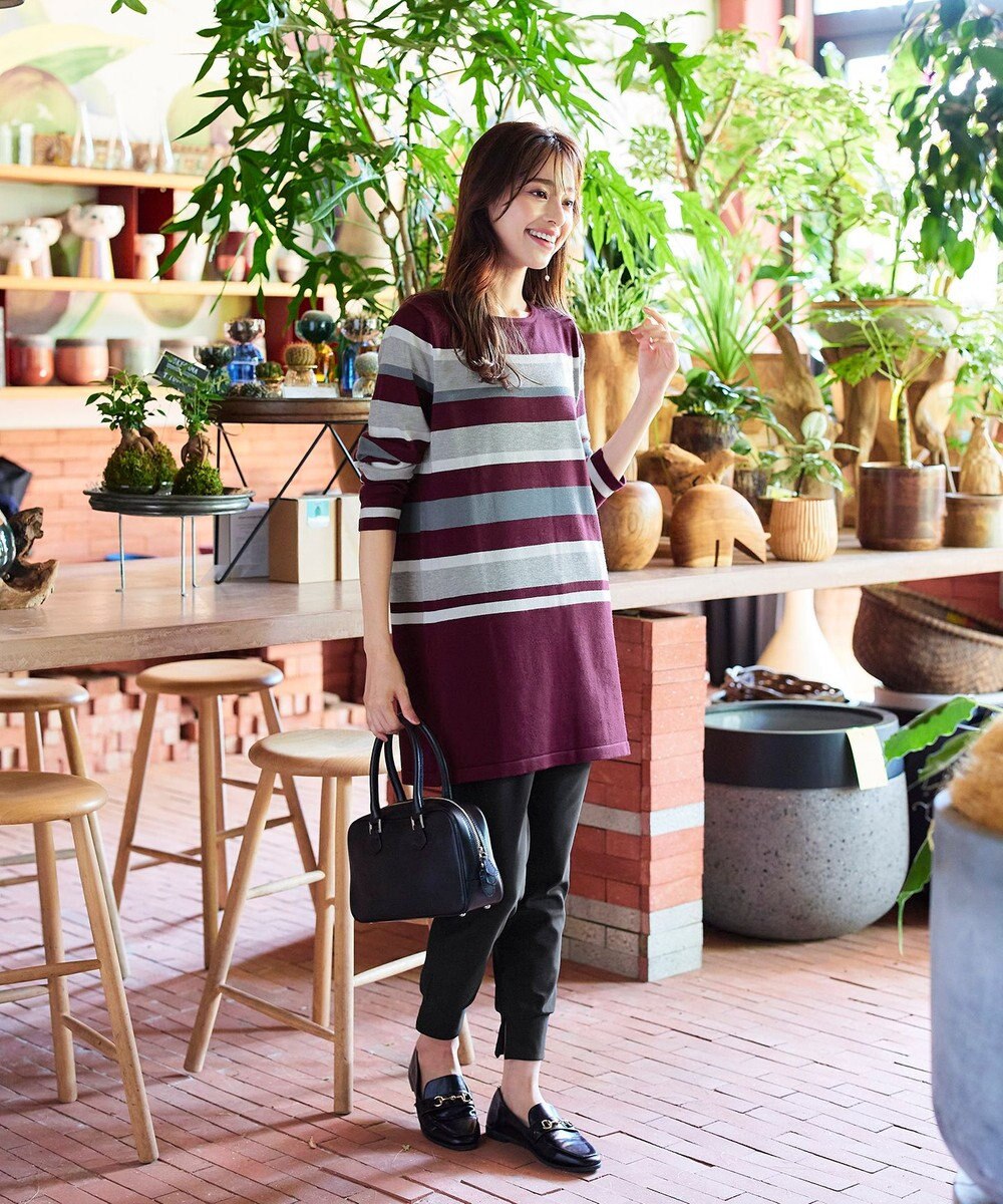 Tiaclasse 【洗える】マルチボーダーニットチュニック 