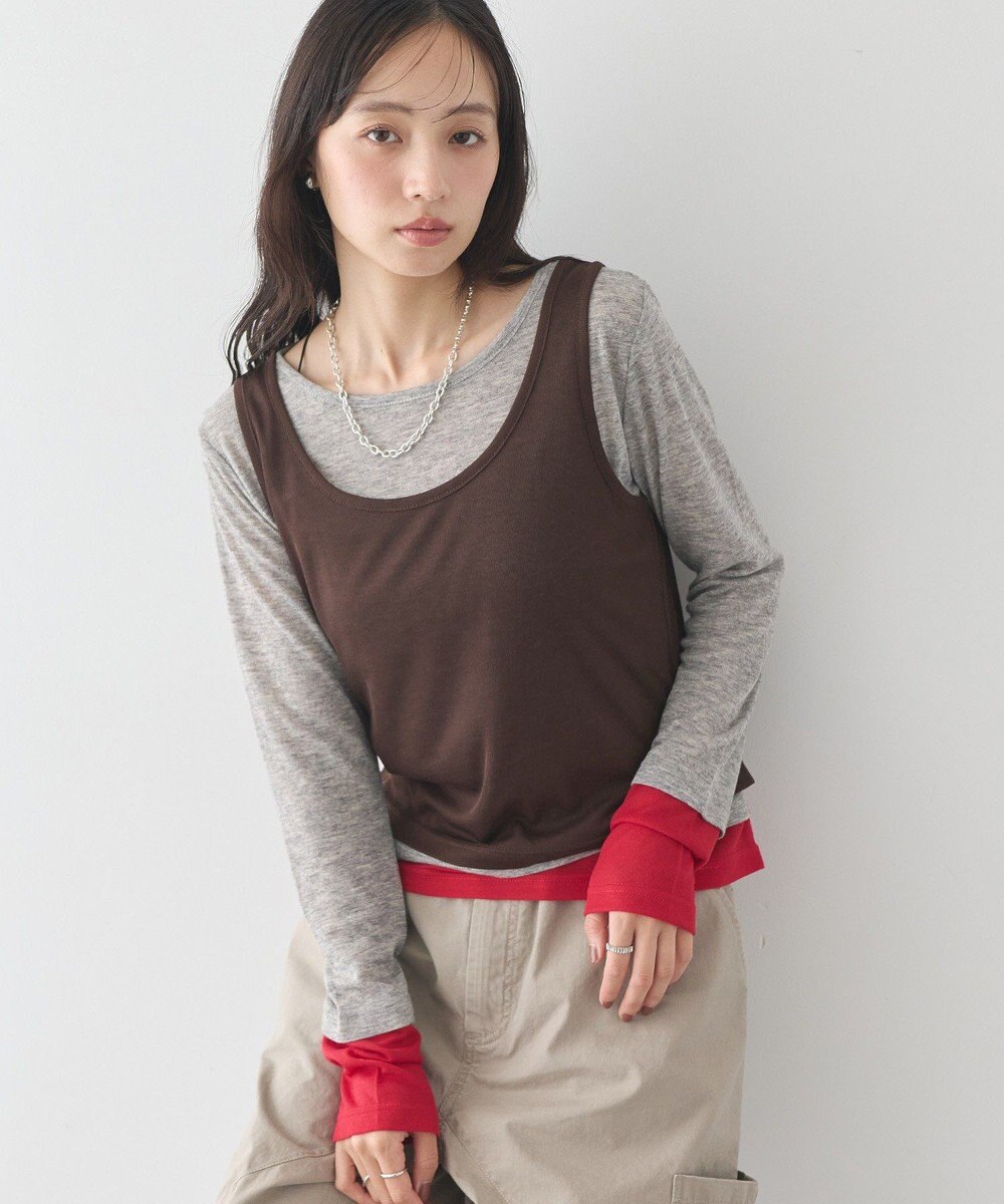 earth music&ecology SET2点ハイショクシアータンクトップ+ロンT 