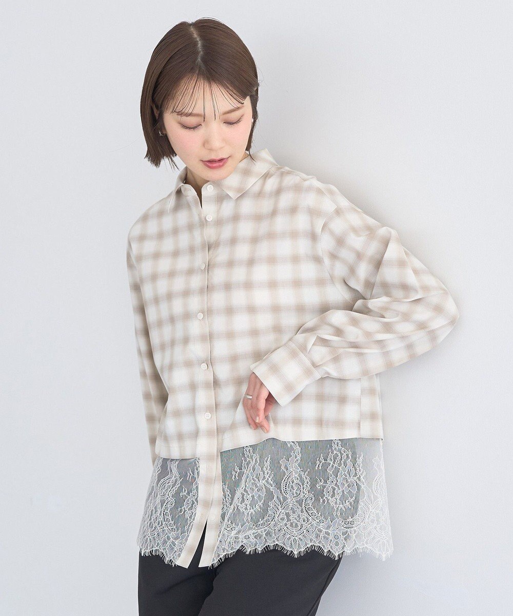 earth music&ecology 適ON レースヘムシャツ 