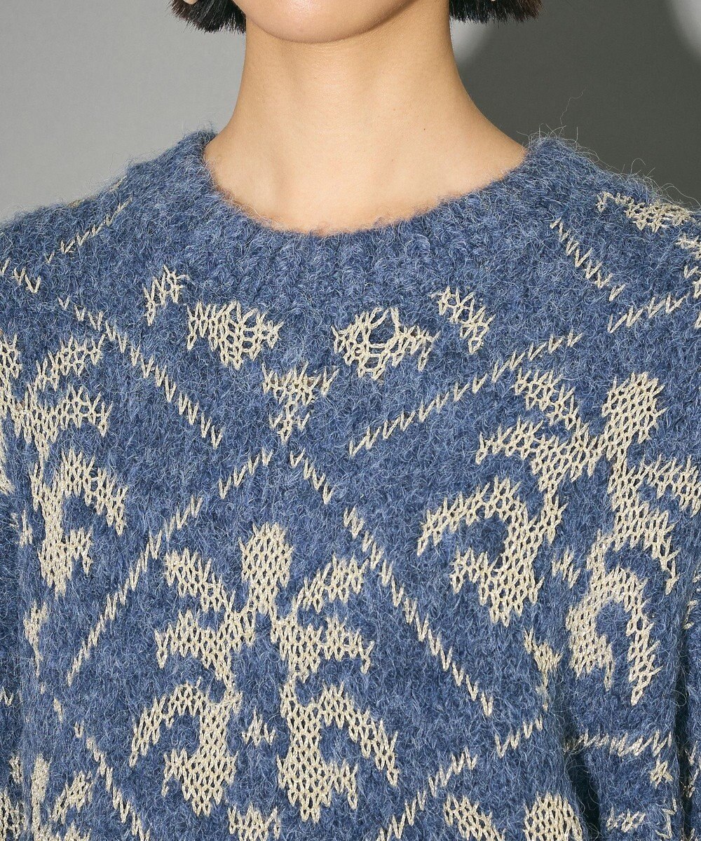 Green Parks ダマスク柄クルーネックニット 