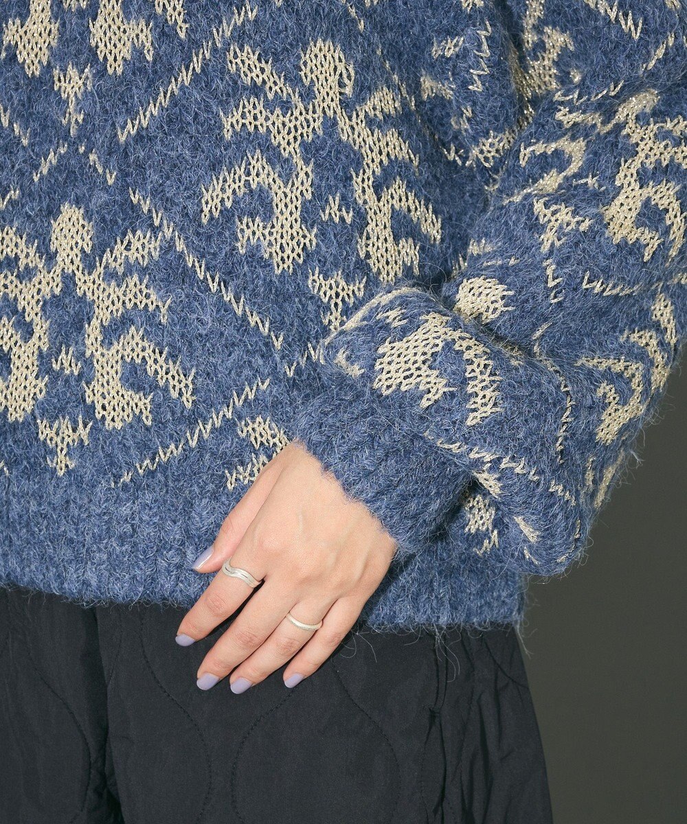 Green Parks ダマスク柄クルーネックニット 