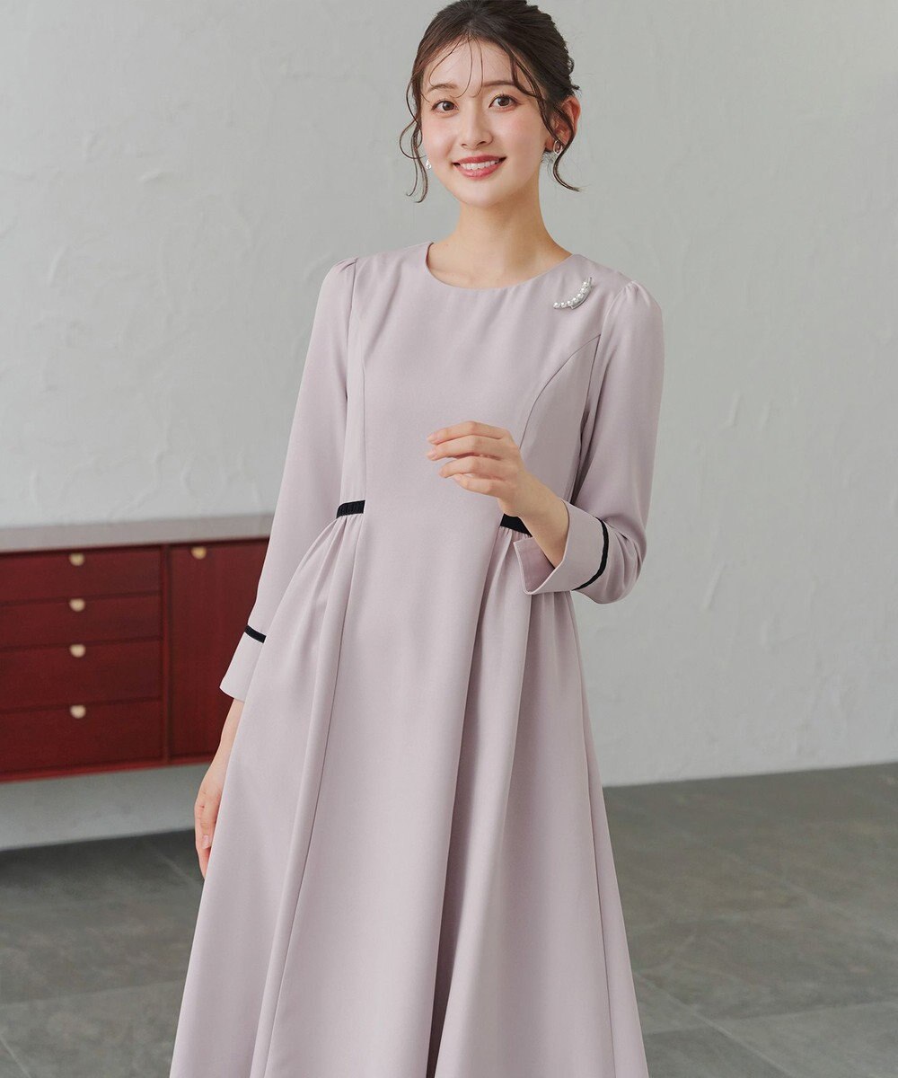 Tiaclasse 【安田美沙子さん着用・新色追加・洗える】ベロアラインフレアワンピース 