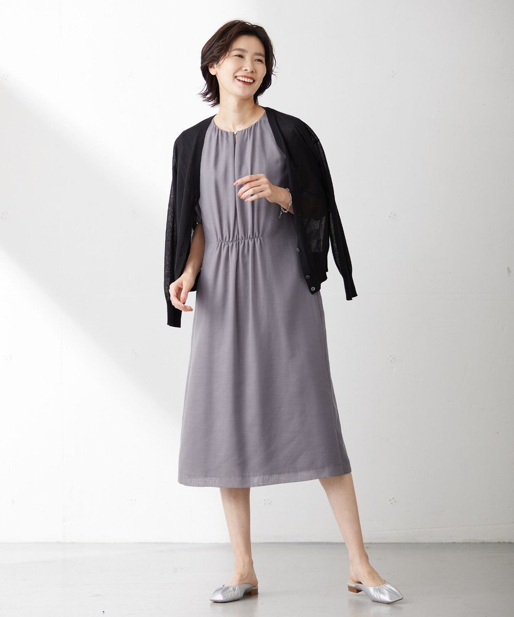 J.PRESS LADIES S 【洗える】LINEN MIX SHEER Vネック カーディガン 