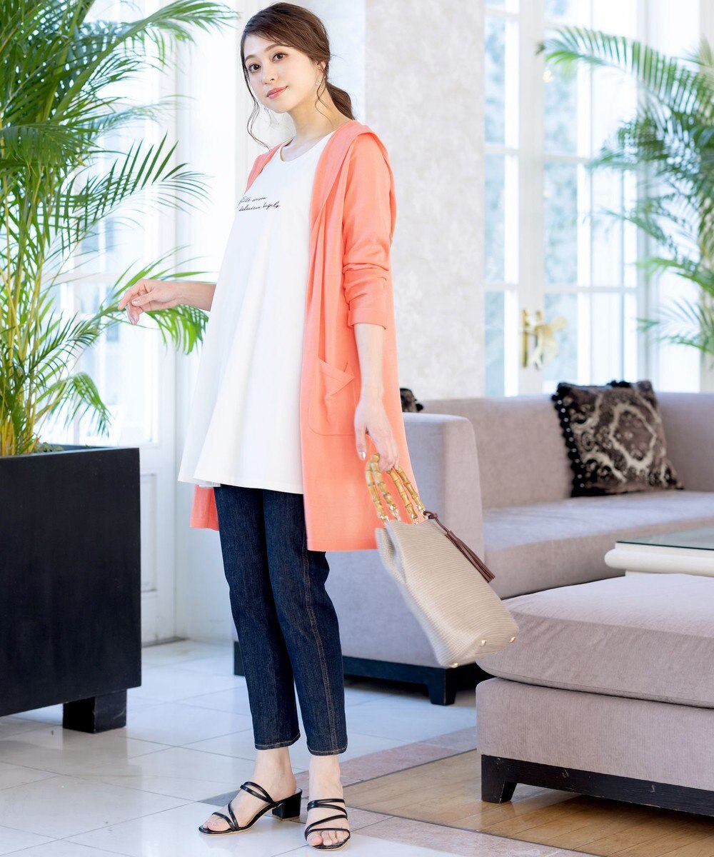 Tiaclasse L 【洗える新色追加・洗える】サマーニットフードロングカーディガン 