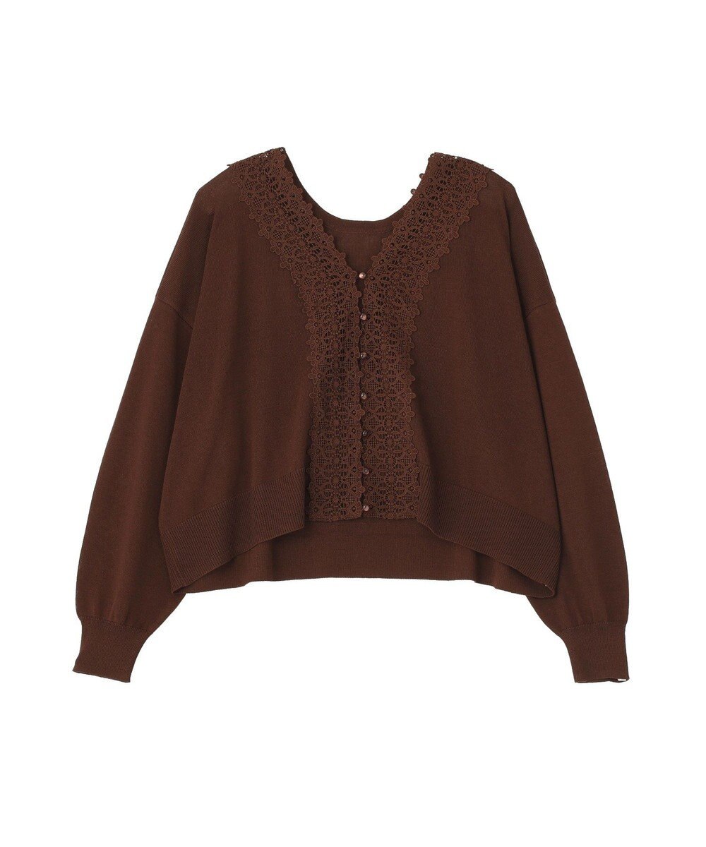 earth music&ecology 【2WAY】レーストリムシアーニットカーディガン 