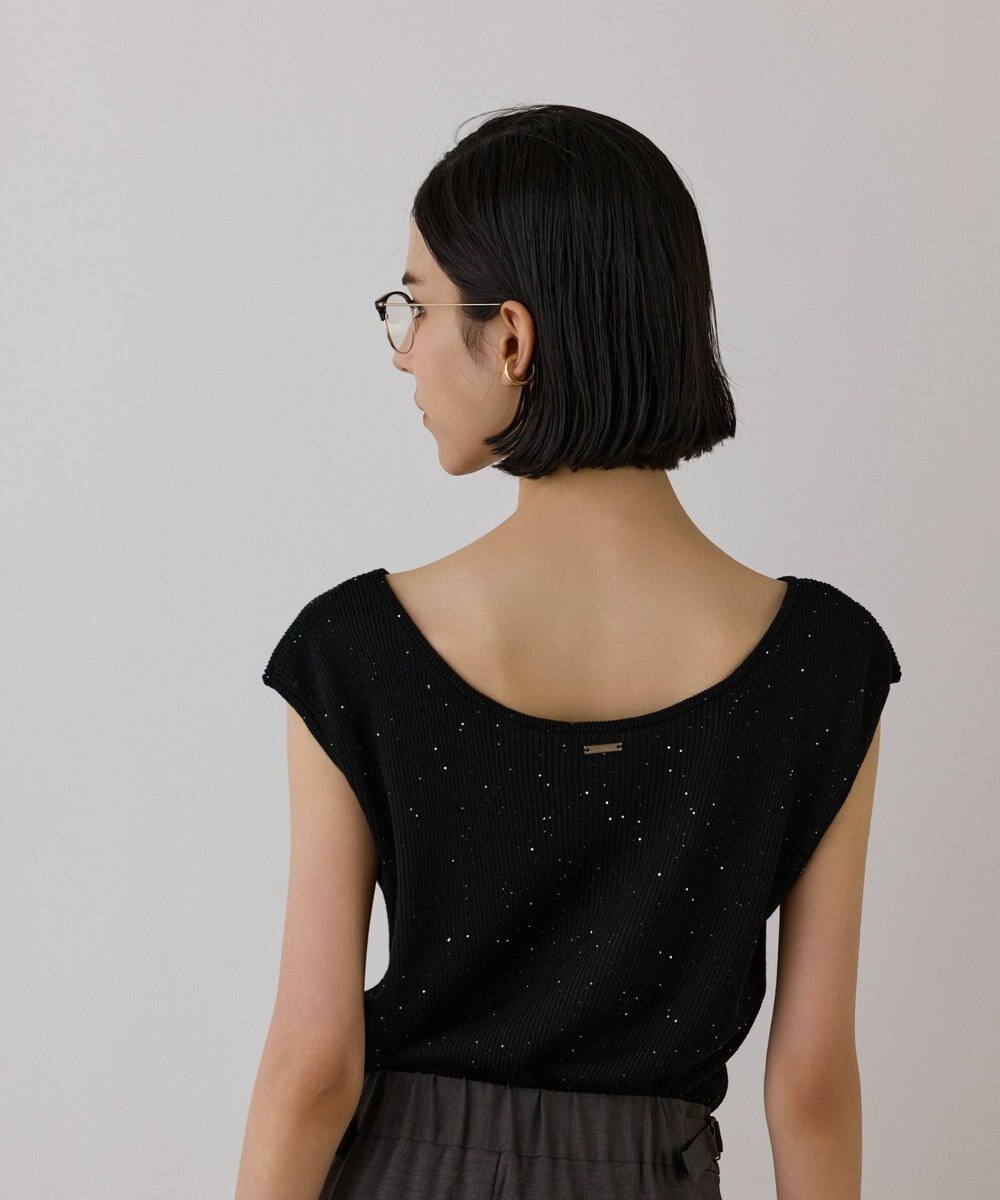 GRACE CONTINENTAL スパンコールリブトップ 