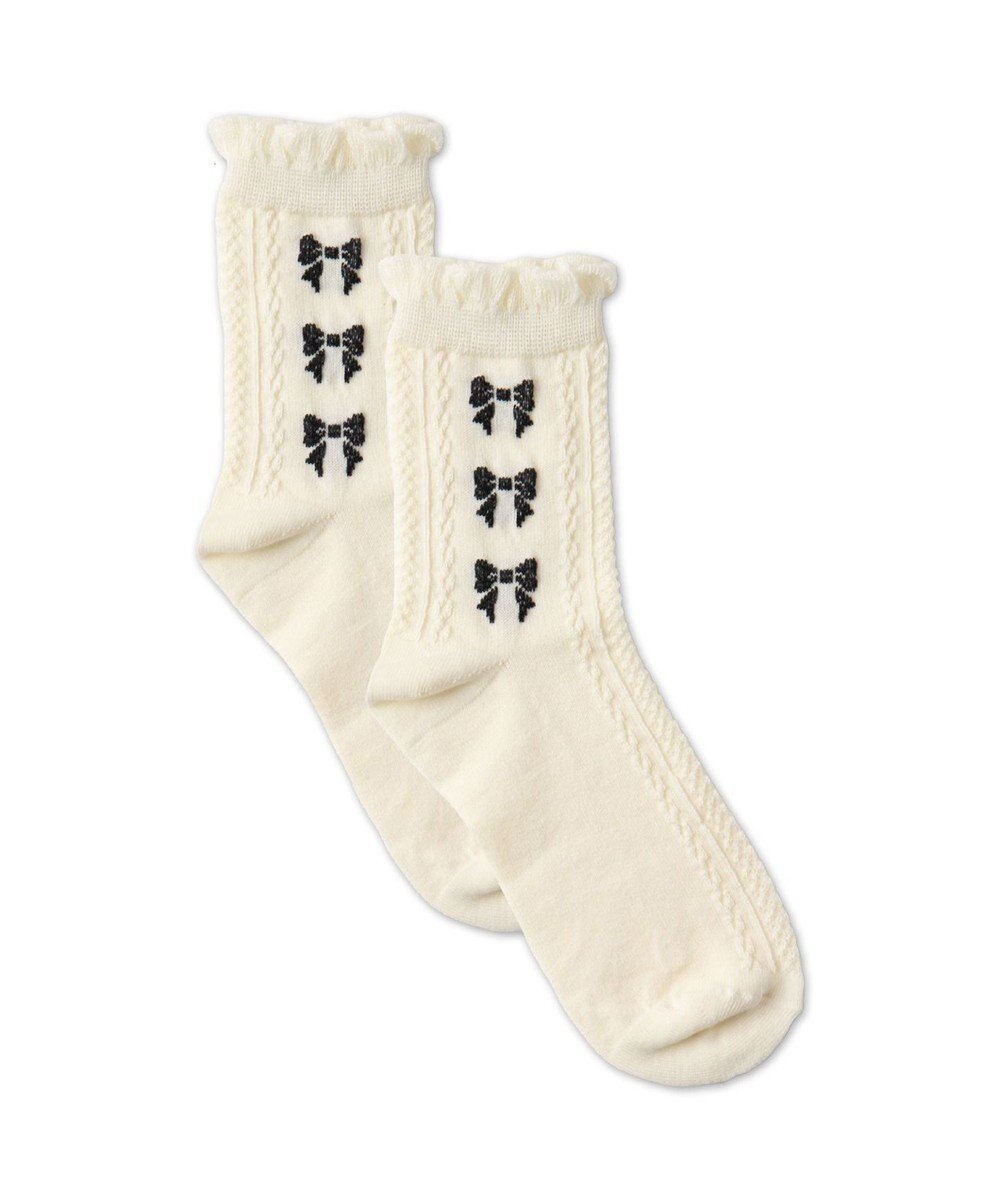 WEGO フリルリボンパターンクルーソックス 