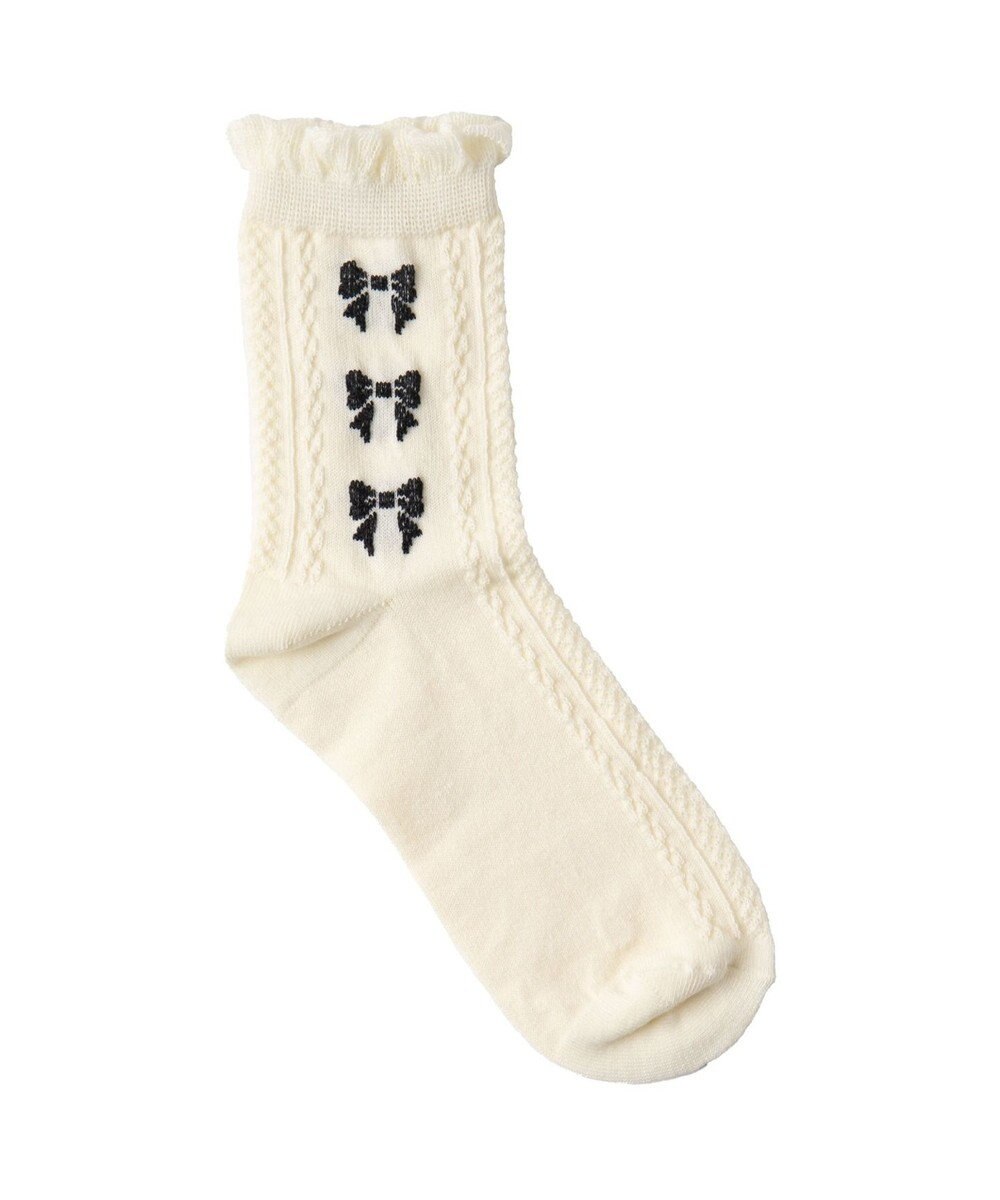 WEGO フリルリボンパターンクルーソックス 