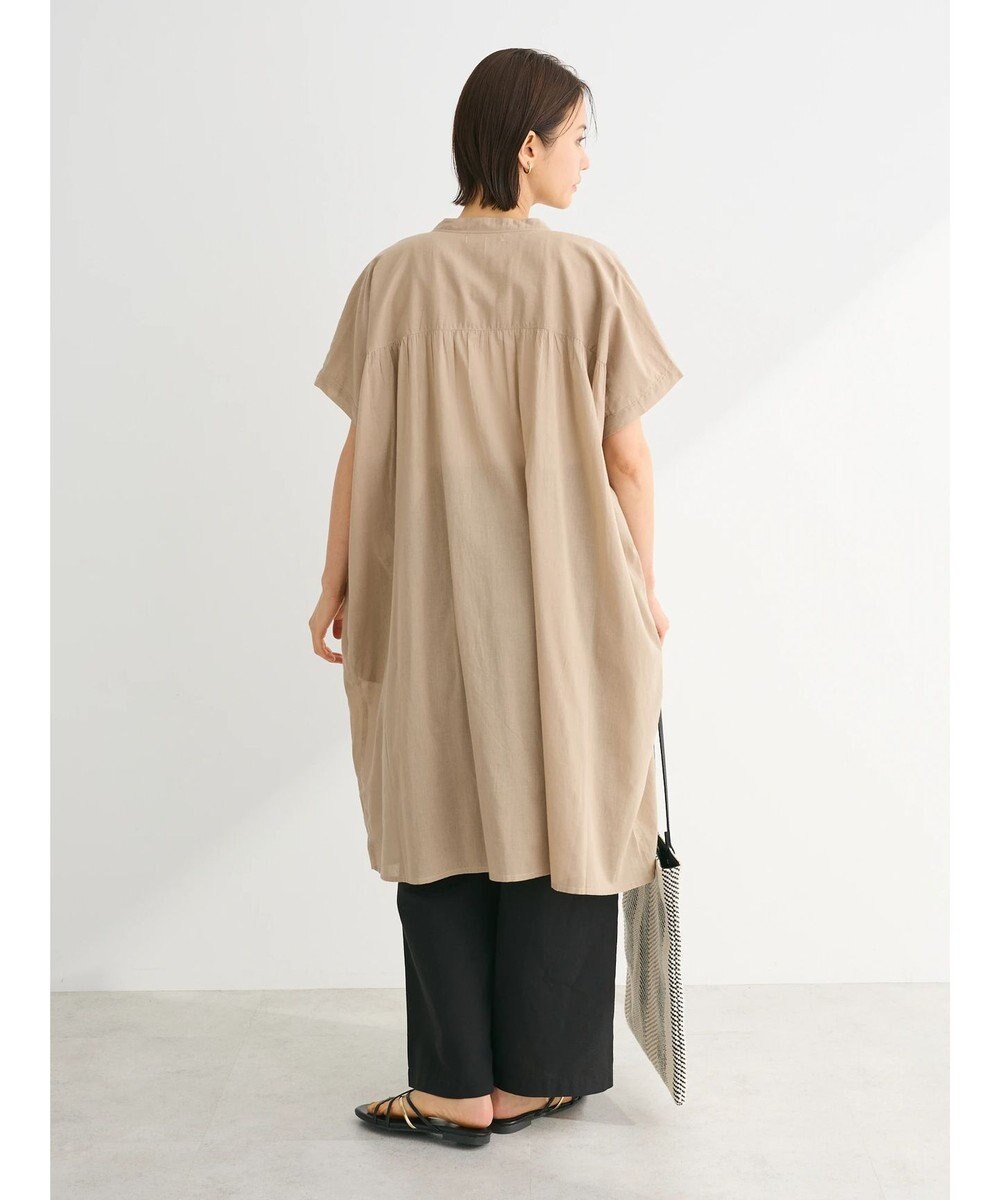 Green Parks インド綿　パイピングバンドカラーシャツチュニック 