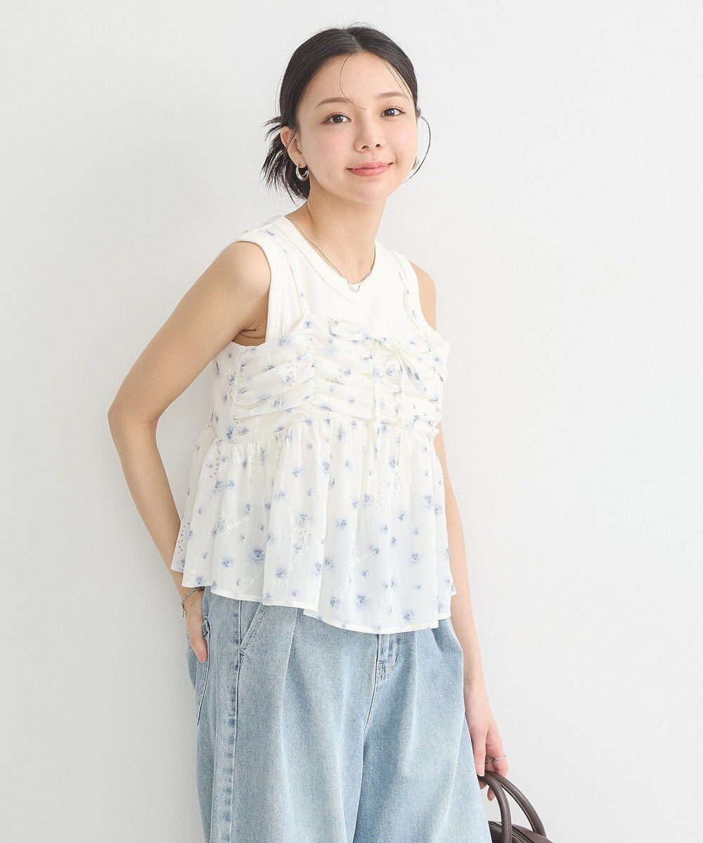 earth music&ecology 花柄ギャザーキャミビスチェ 