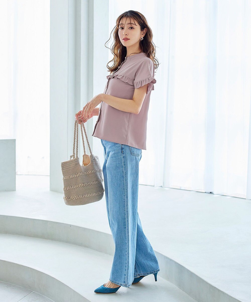 Tiaclasse L 【洗える】ケープ風フリルスリーブブラウス 