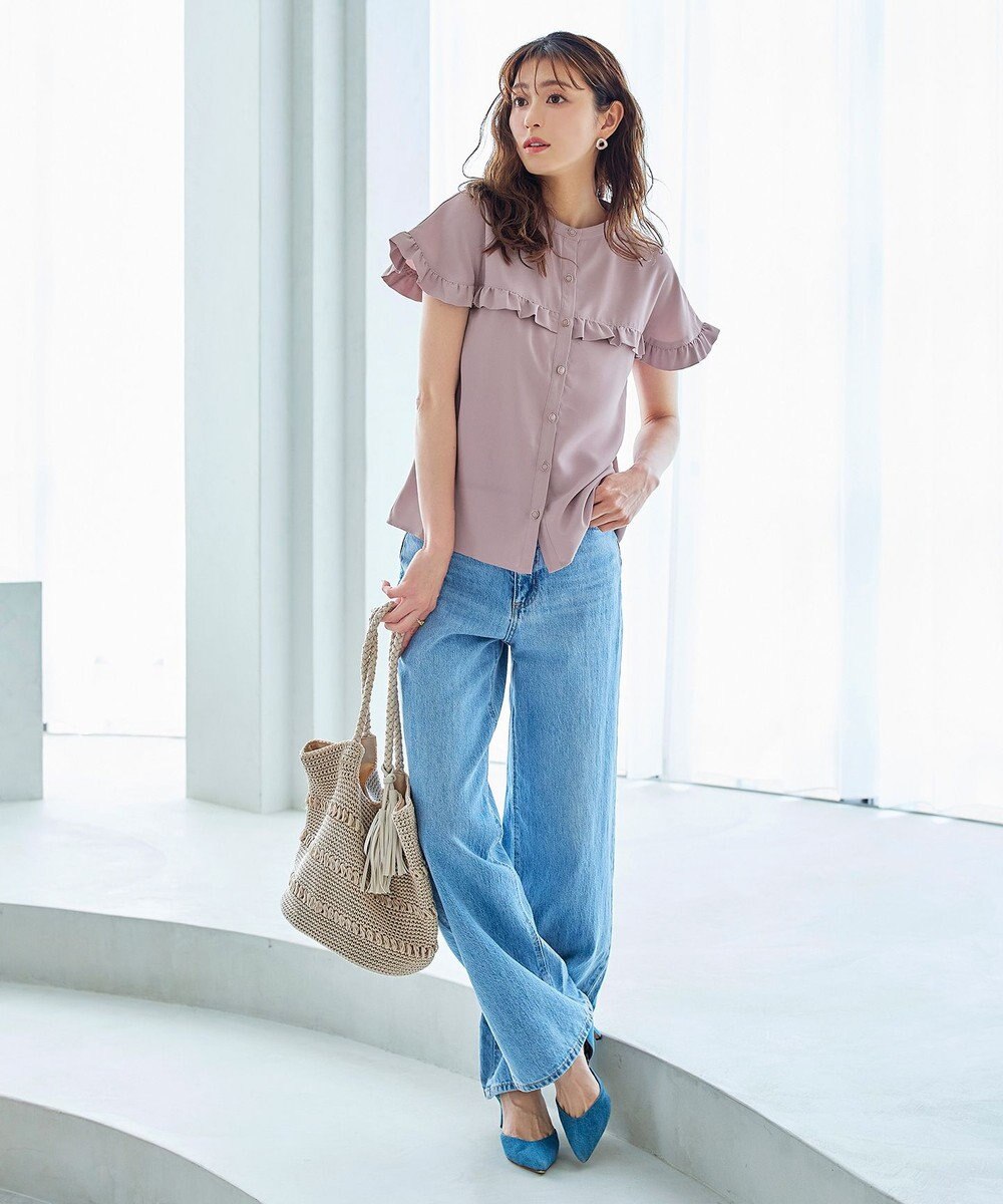 Tiaclasse L 【洗える】ケープ風フリルスリーブブラウス 