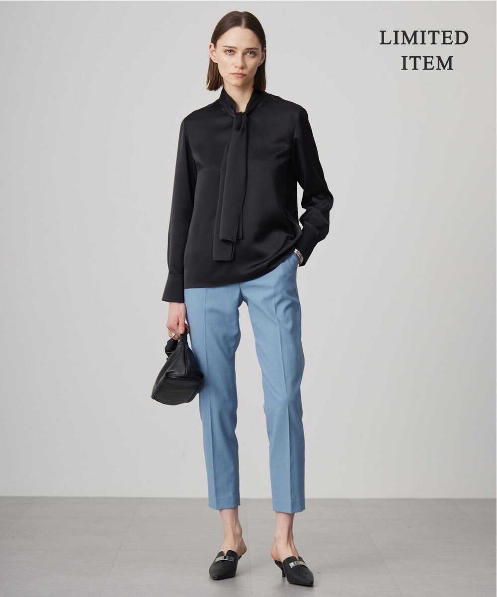 ICB 【WEB限定・洗える】 ドレープサテン ボウタイブラウス 