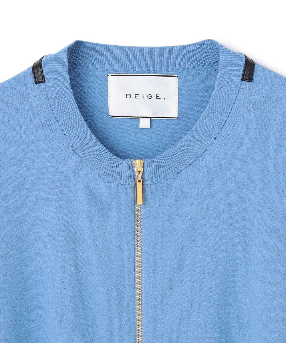 BEIGE， 【洗える】NADIA / レザーラインジップカーディガン 