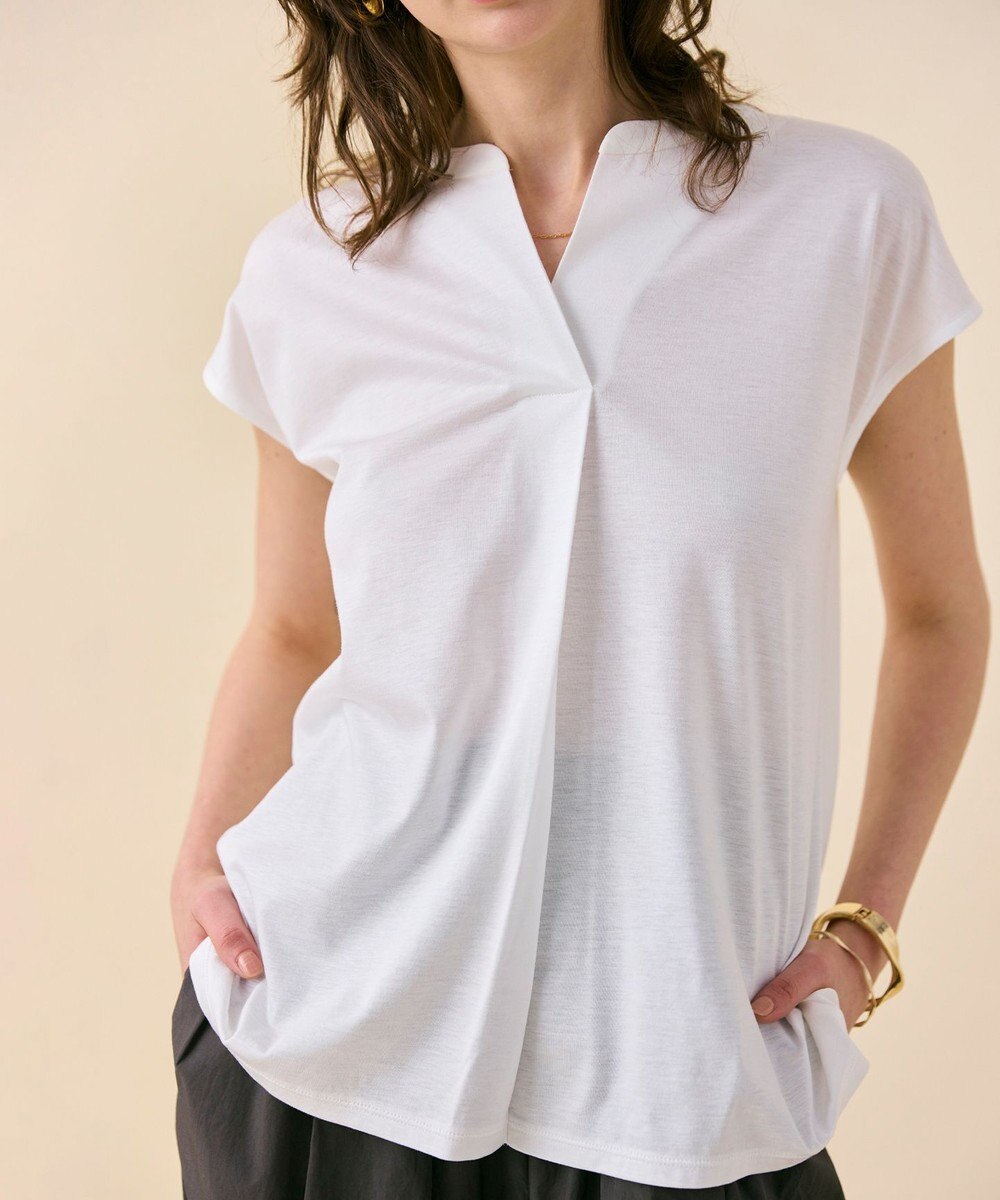 BEIGE， 【WEB限定・洗える】MELISSA / バックシフォンスキッパー半袖トップス 