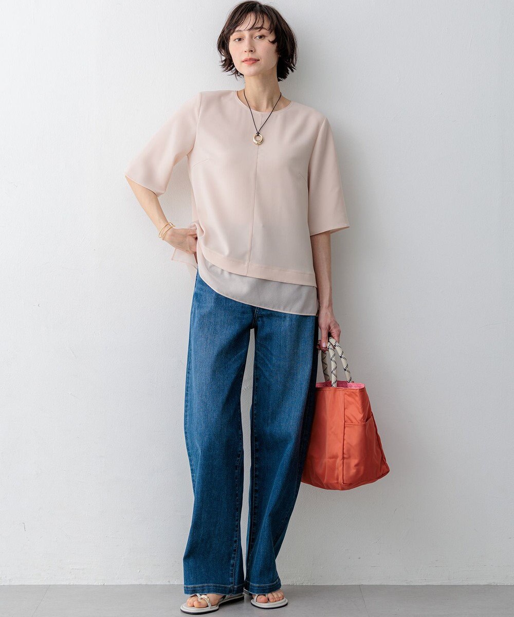 23区 【新色追加】ストレッチジョーゼット シアーコンビ カットソー 