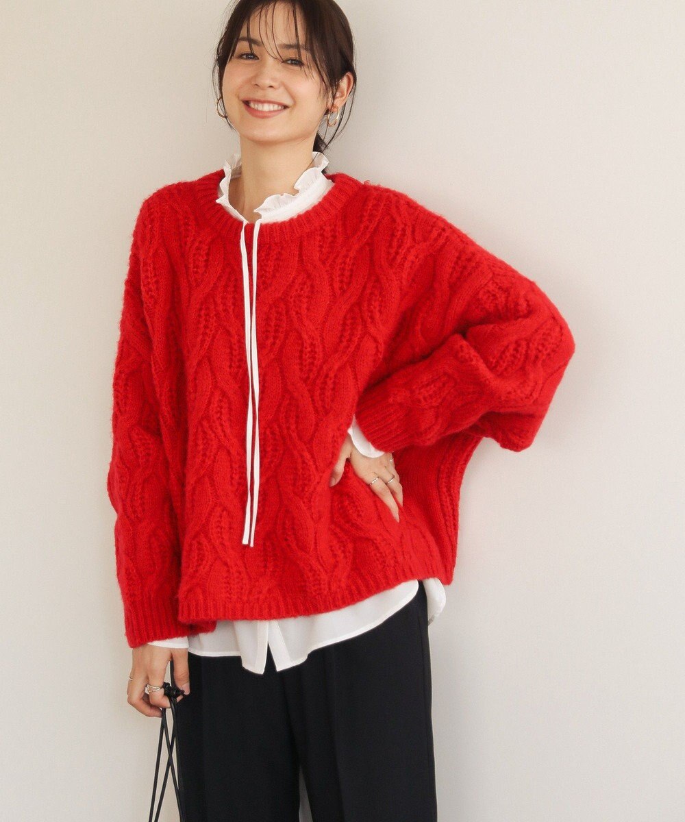 Green Parks ふわふわケーブルニットプルオーバー 