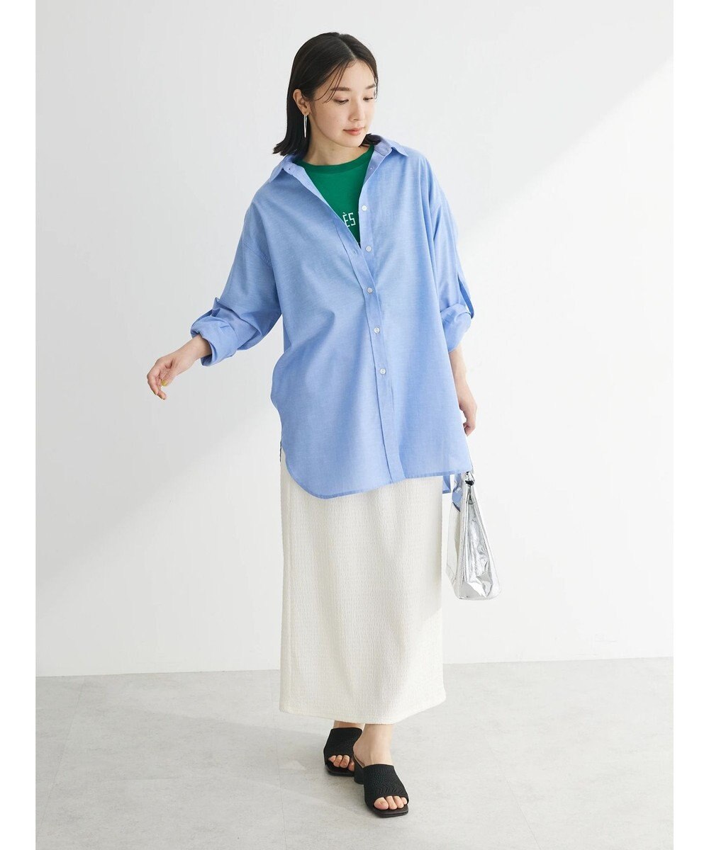 Green Parks 綿麻混タブ付オーバーサイズシャツチュニック 