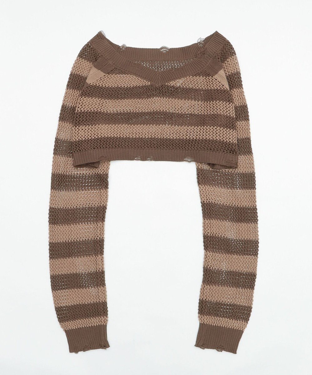 WEGO ダメージボーダーショートニット 