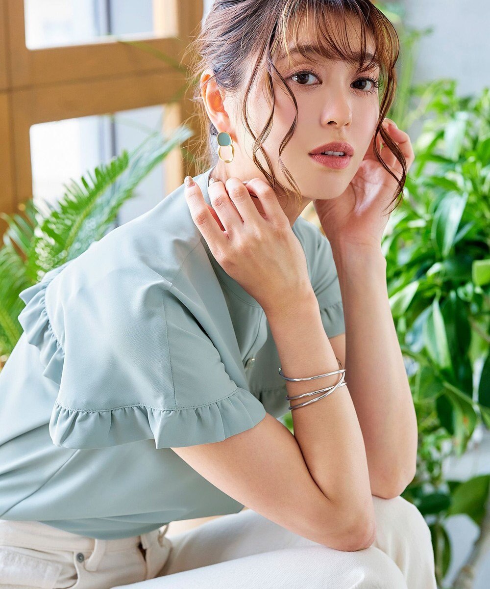 Tiaclasse L 【洗える】ケープ風フリルスリーブブラウス 