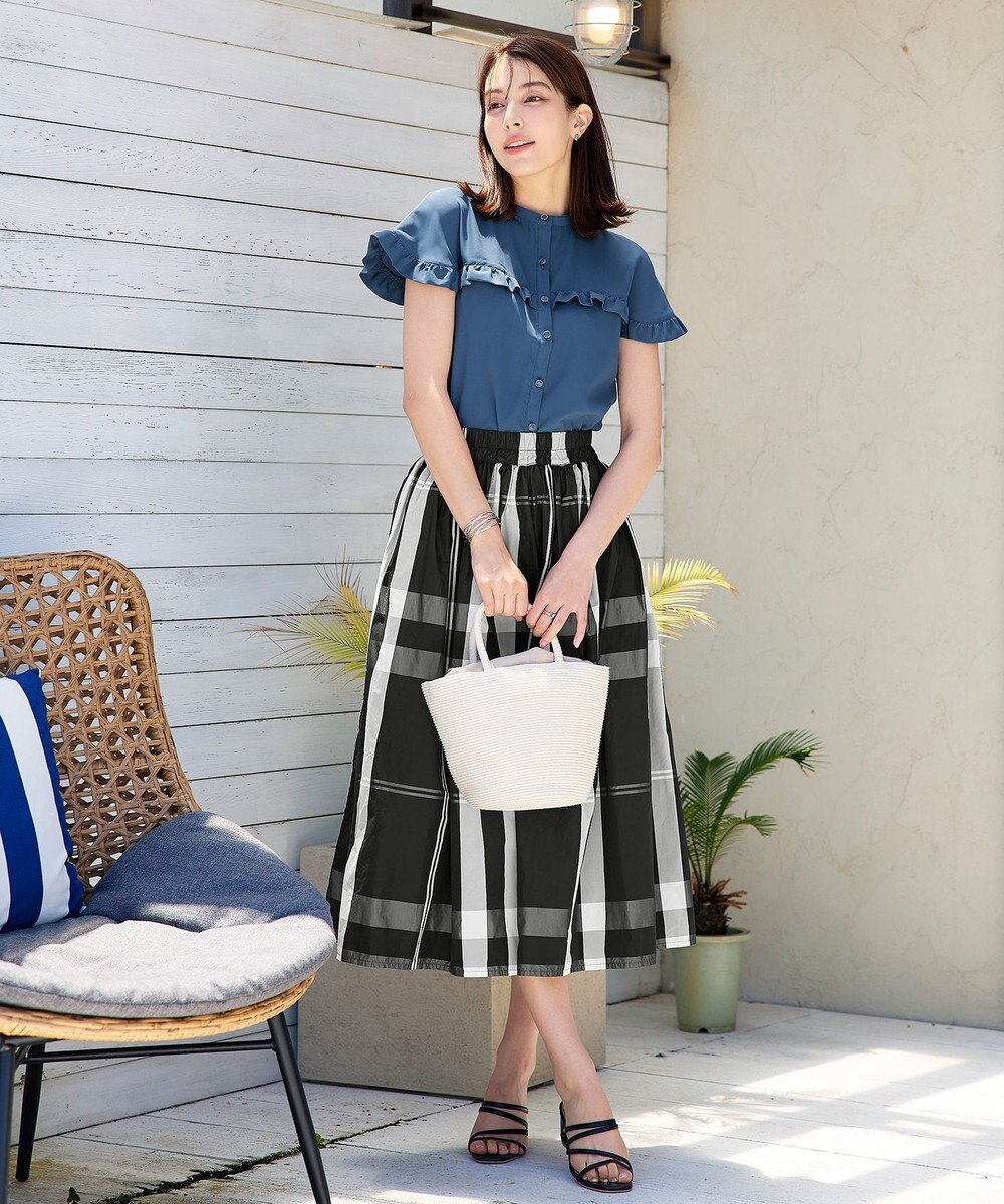 Tiaclasse L 【洗える】ケープ風フリルスリーブブラウス 