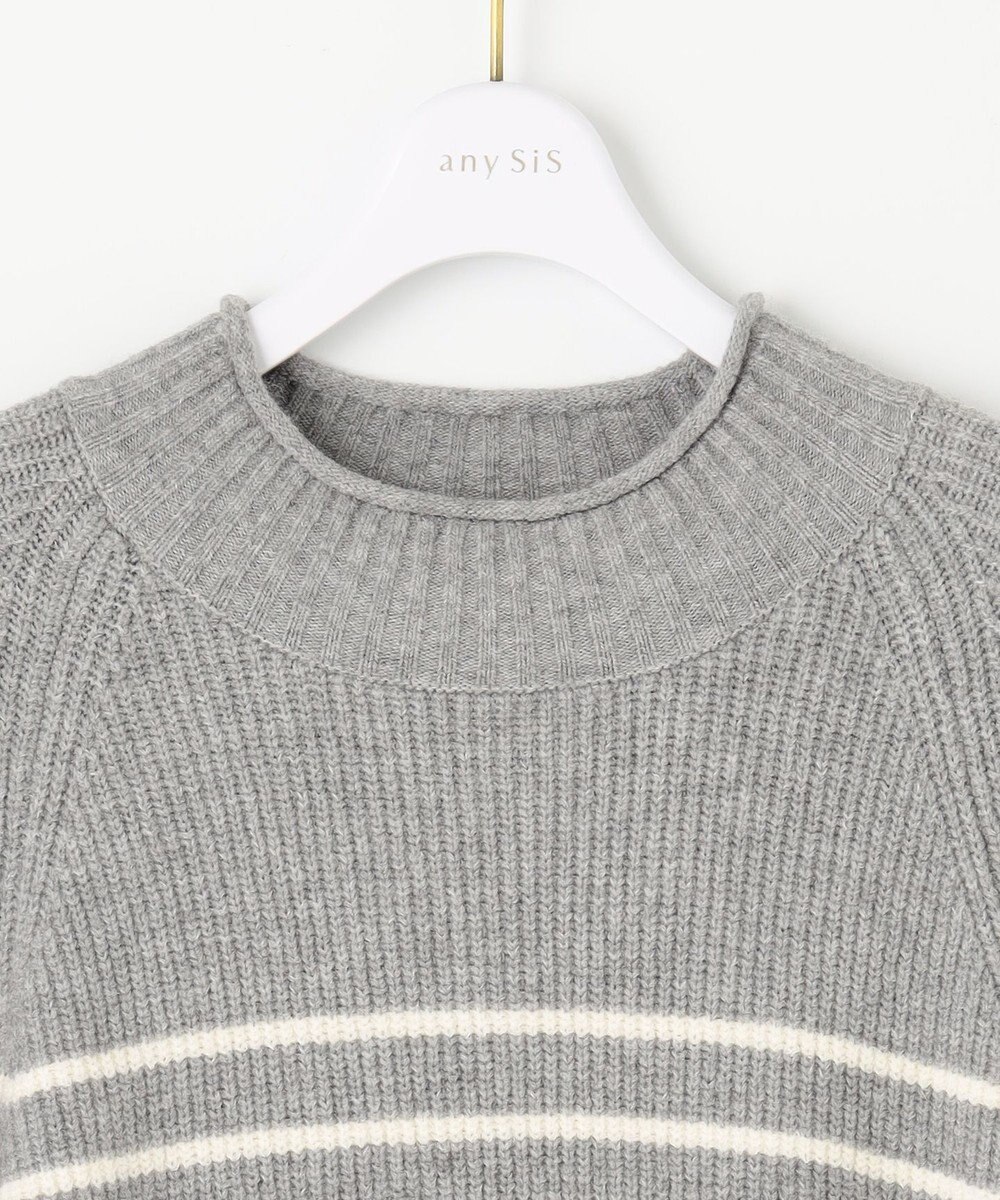 ANY SIS 【洗える】ハイネックボーダー ニット 