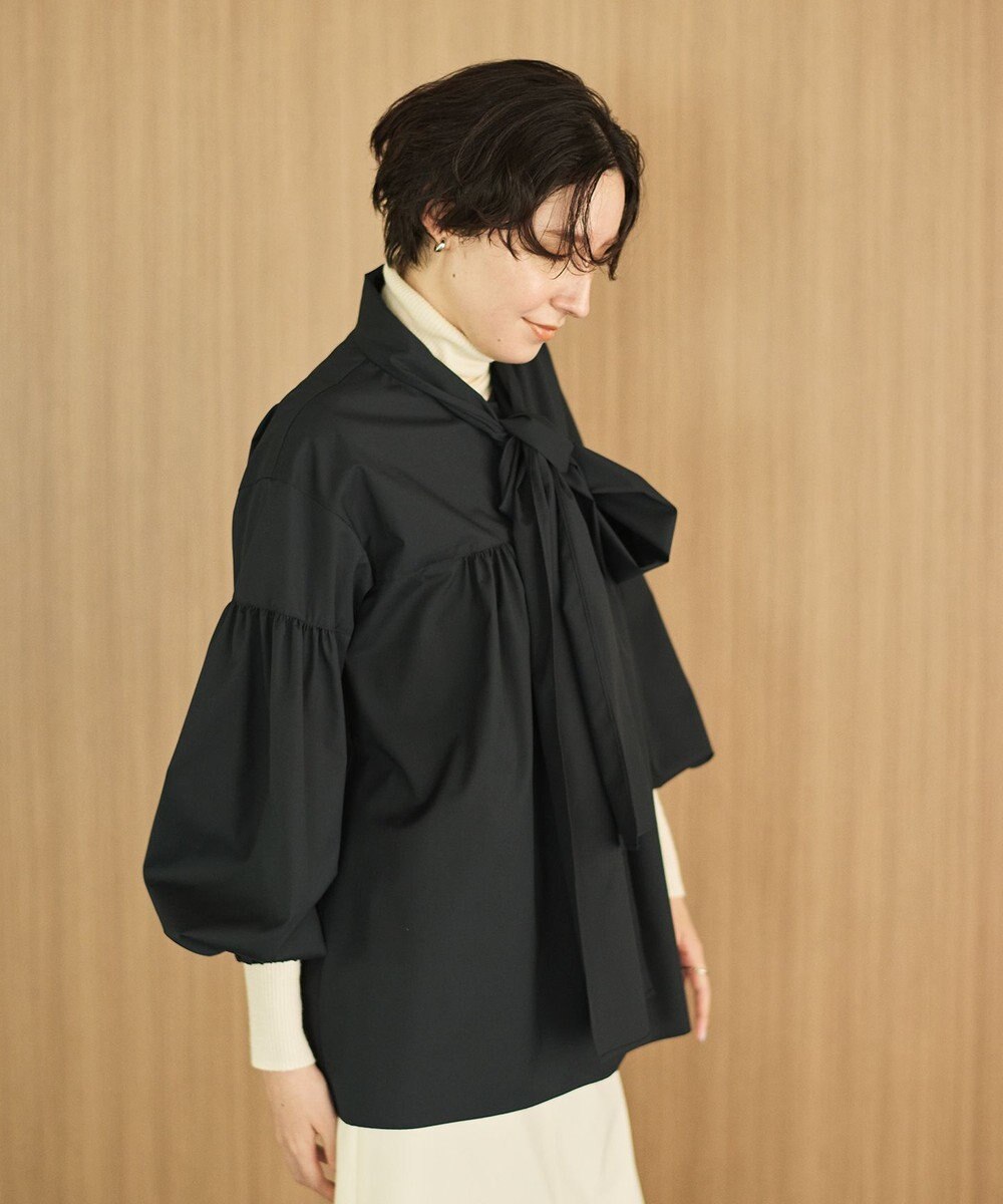 #Newans 【シワになりにくい/洗濯機可能/袖ゴム】ビッグリボンブラウス 