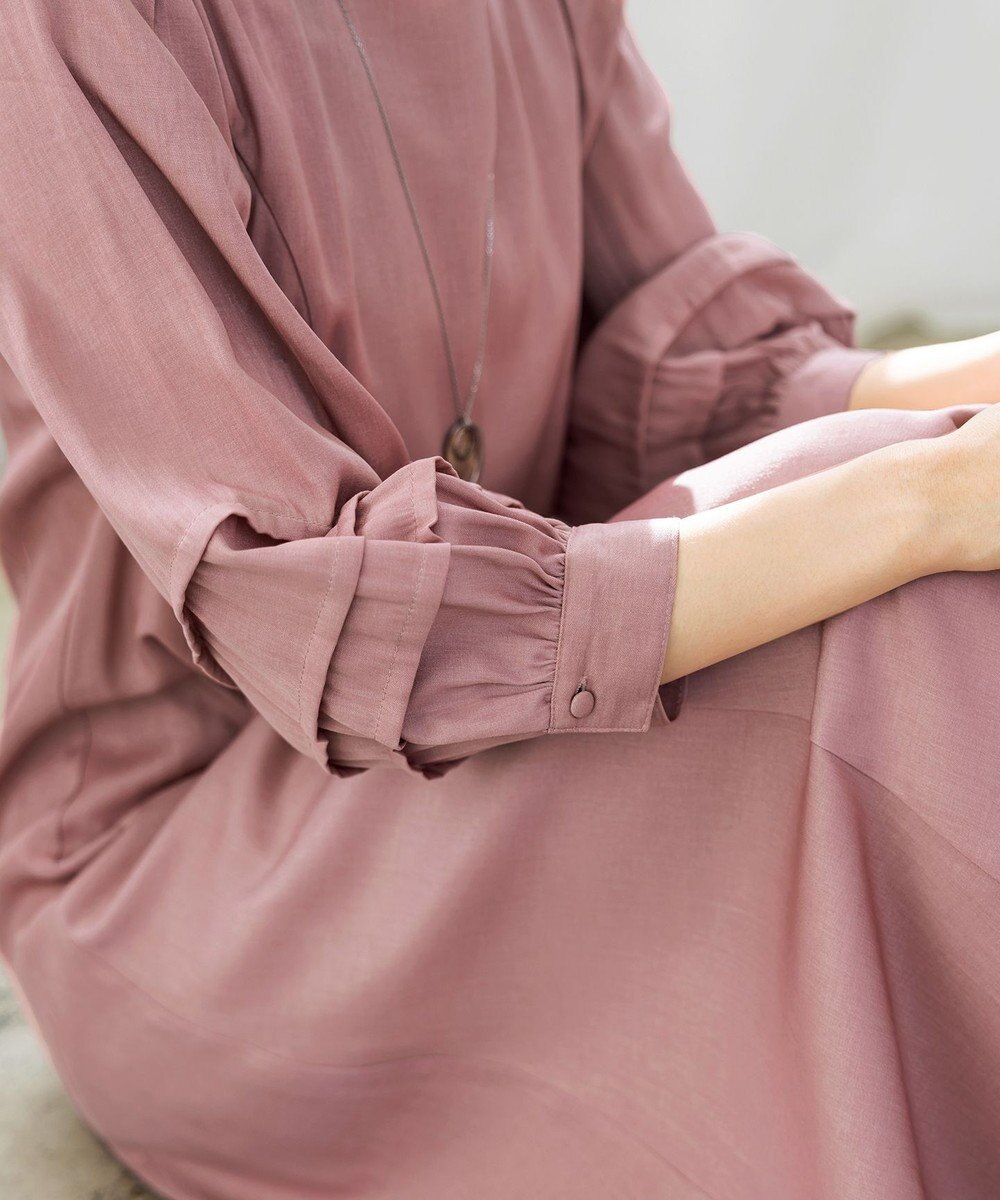 Tiaclasse L 【洗える】ナローフレアパフスリーブワンピース 