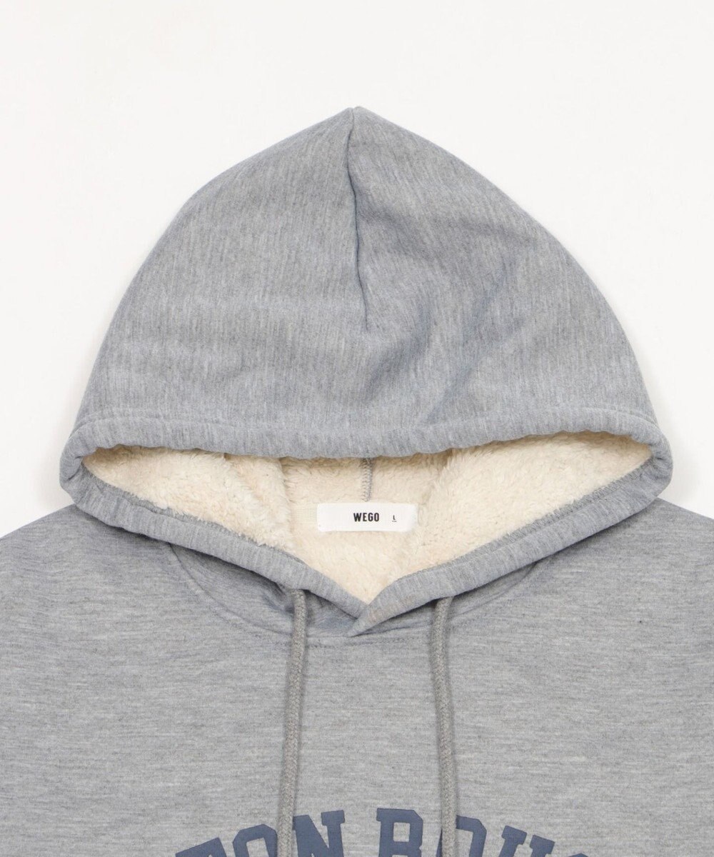 WEGO 【ユニセックス着用ITEM/裏起毛】カレッジロゴボアパーカー 