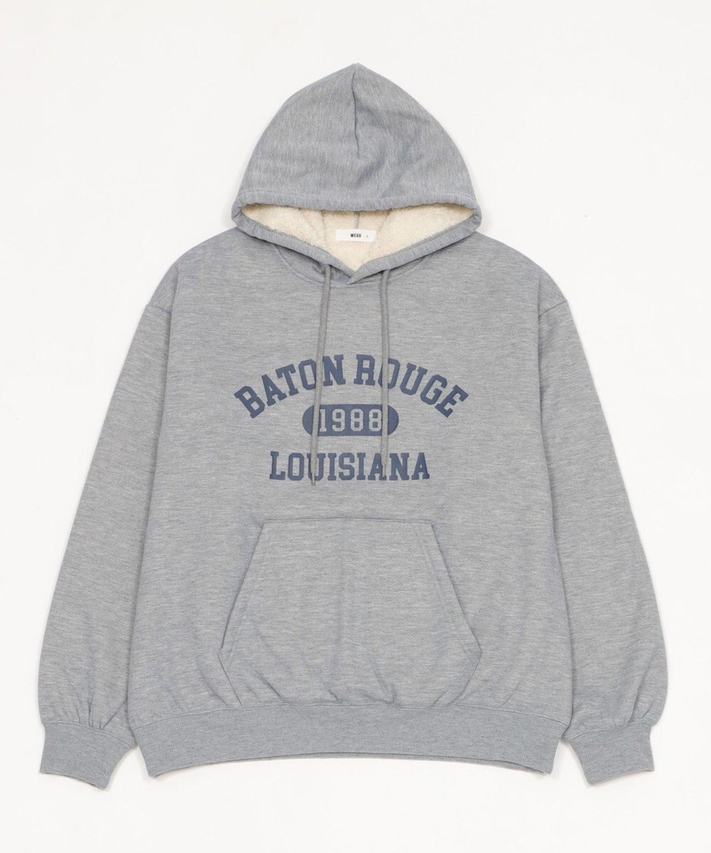 WEGO 【ユニセックス着用ITEM/裏起毛】カレッジロゴボアパーカー 