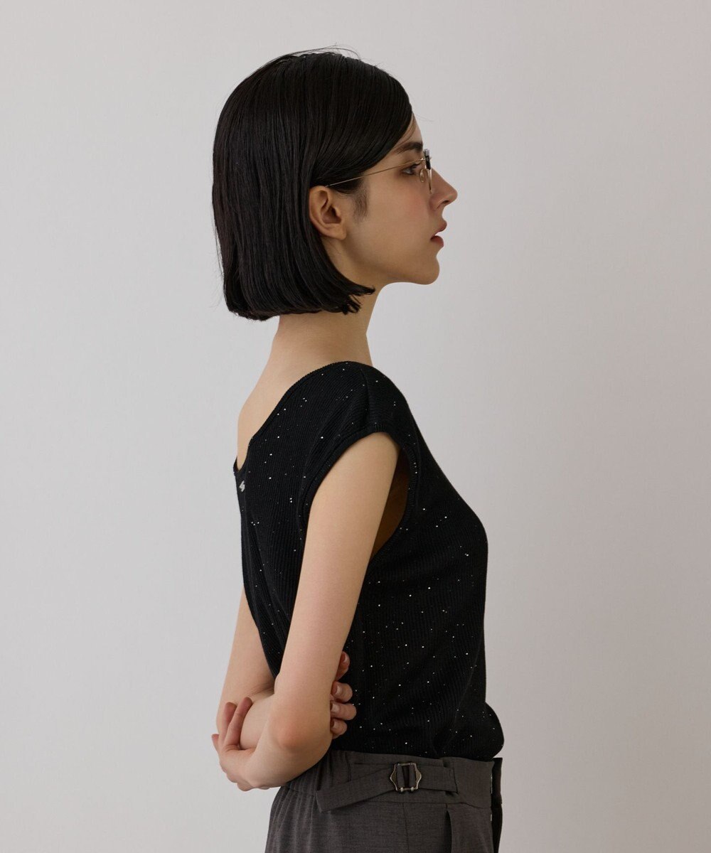 GRACE CONTINENTAL スパンコールリブトップ 