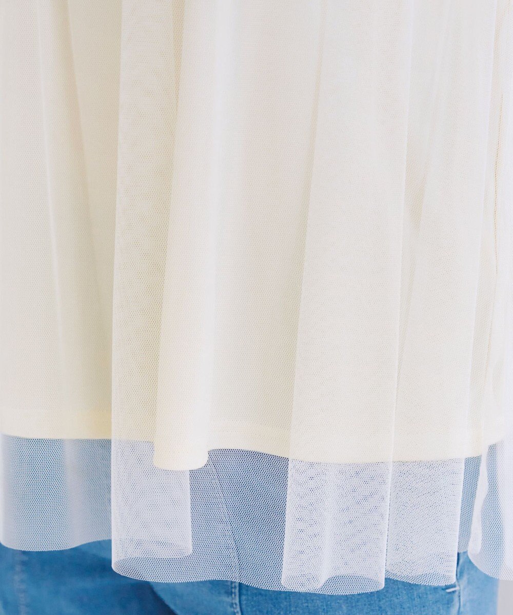 Tiaclasse 【洗える】チュールレースノースリーブトップス 