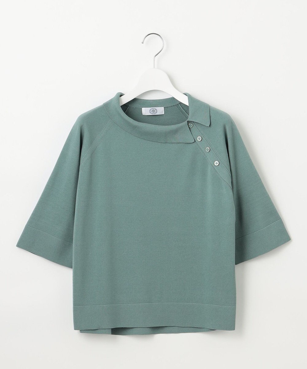 J.PRESS LADIES L 【洗える】COTTON POLYESTER 襟付き ニット 