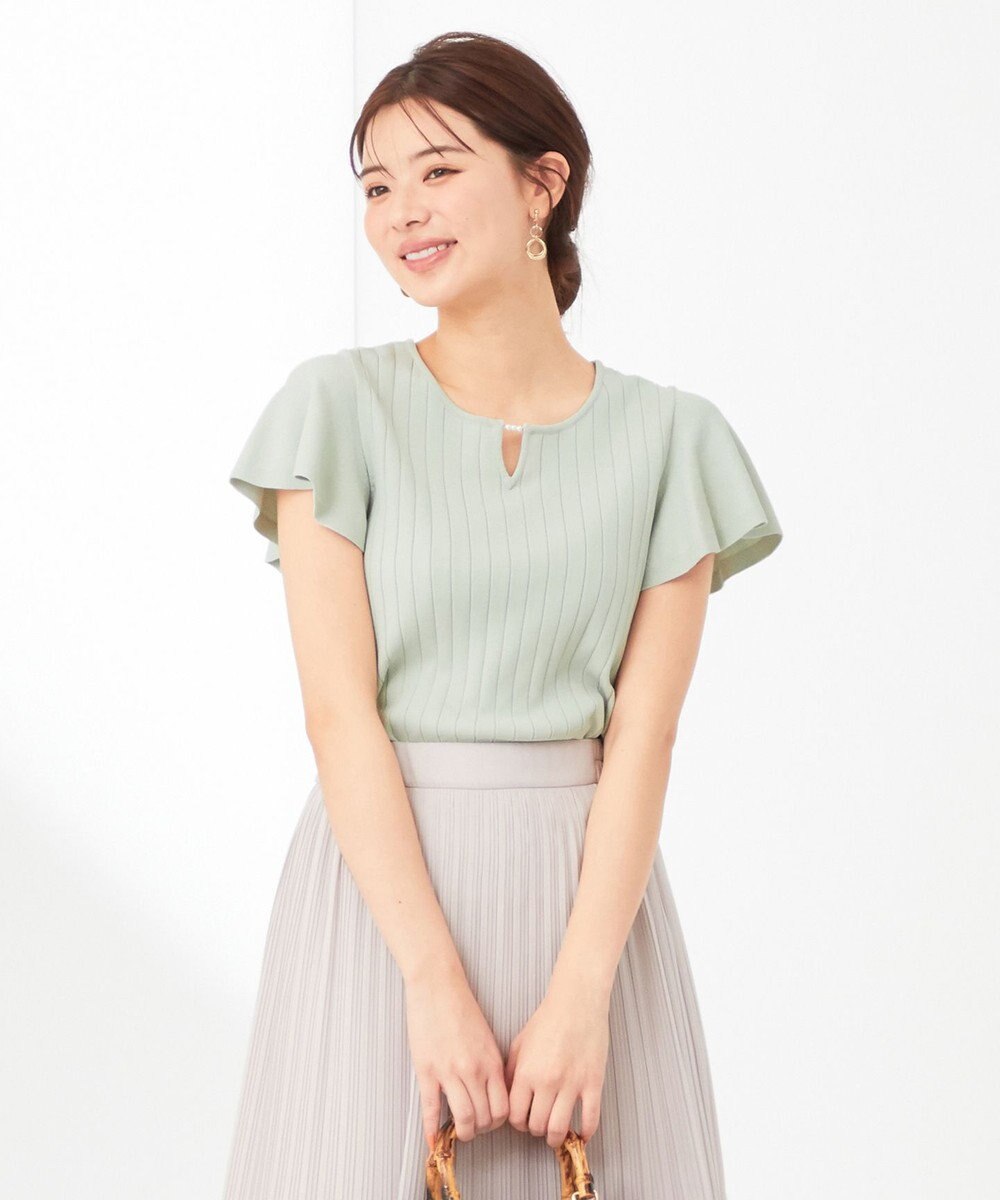 ANY SIS S 【洗える】パール調ポイントフレアスリーブ ニット 