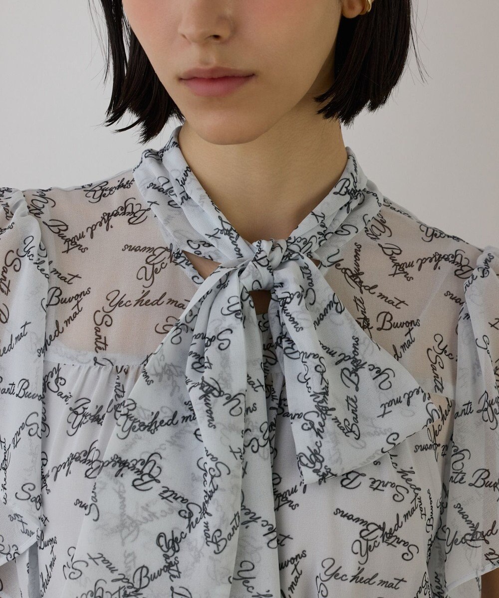 GRACE CONTINENTAL ボウタイプリーツプリントワンピース 