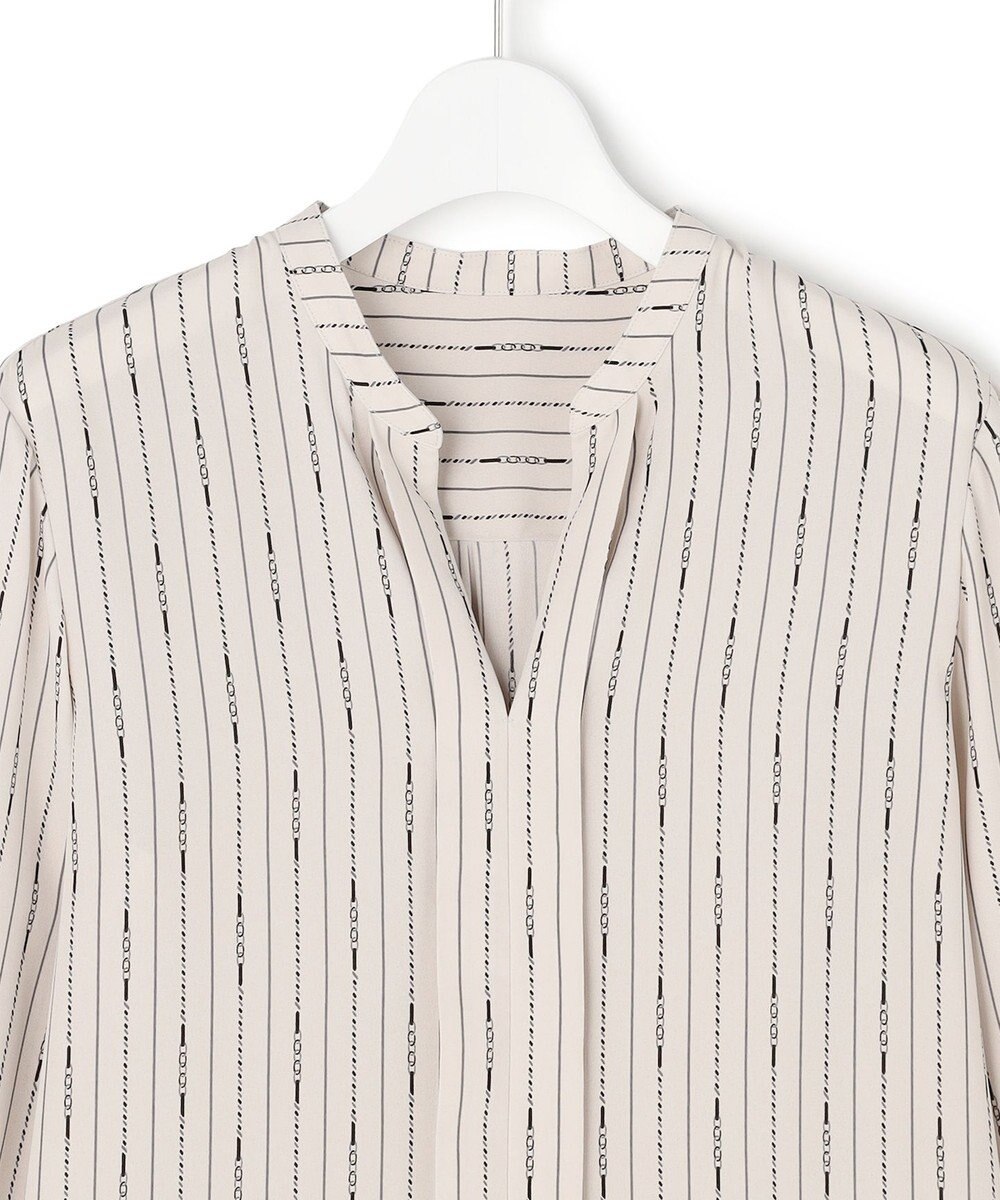 ICB 【新色追加・WEB限定】BackSatinAmunzen キーネックブラウス 