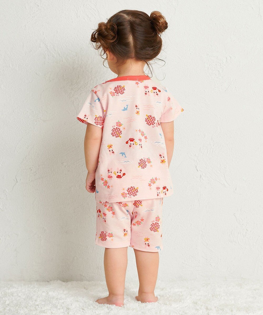 MIKI HOUSE HOT BISCUITS 【80-120cm】 リゾートキャビット 腹巻き付き タック天竺素材 半袖パジャマ 